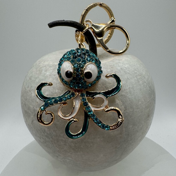Accessories - 2/$20 Sparkly Whimsical Blue Octopus Keychain